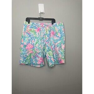 Lilly Pulitzer Shorts Mens 36 Blue Floral Beaumont Chino Stretch Summer
